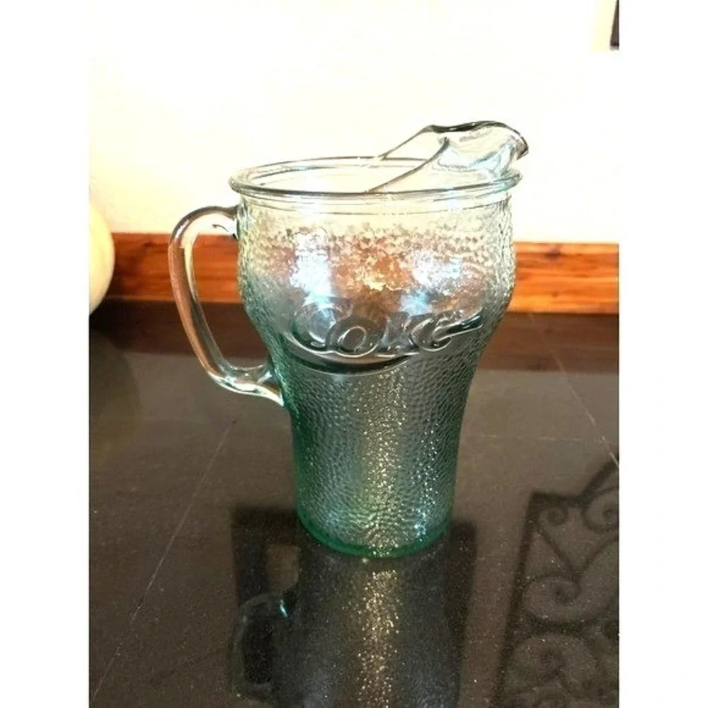 Coca-Cola Glass Pitcher Pebbled Texture‎ 9 Inch Vintage